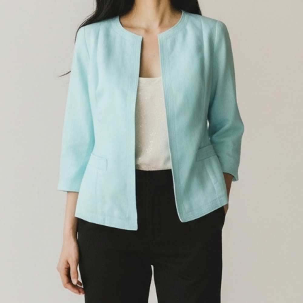 Talbots Aqua Linen Blazer